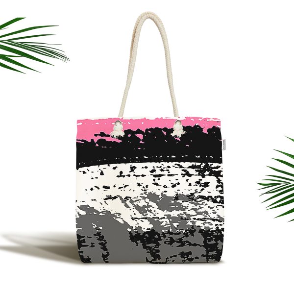 - Canta-7676 - Realhomes  Modern Kelebek Dijital Baskılı Kumaş Plaj Çantası Realhomes