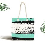 Beyaz Zemin Üzerinde Renkli Soyut Çizim Dijital Baskılı Kumaş Plaj Çantası Realhomes