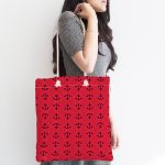 - Canta-7685-1 - Realhomes Renkli Zemin Üzerinde Çapa Desenli Dijital Baskılı Kumaş Plaj Çantası Realhomes