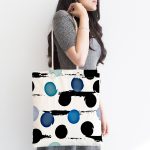 - Canta-7730-1 - Realhomes Beyaz Zemin Üzerinde Renkli Puantiyeli Dijital Baskılı Kumaş Plaj Çantası Realhomes