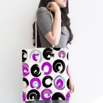 Beyaz Zemin Üzerinde Renkli Yuvarlak Desenli Dijital Baskılı Kumaş Plaj Çantası Realhomes