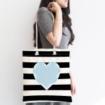 Modern Kalp Desen Dijital Baskılı Kumaş Plaj Çantası Realhomes