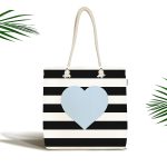 Modern Kalp Desen Dijital Baskılı Kumaş Plaj Çantası Realhomes