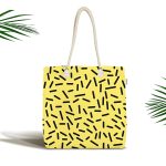 Sarı Zemin Üzerinde Siyah Puantiye Desenli Dijital Baskılı Kumaş Plaj Çantası Realhomes