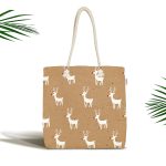 Renkli Zemin Üzerinde Geyik Desenli Dijital Baskılı Kumaş Plaj Çantası Realhomes