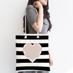 Modern Kalp Desenli Dijital Baskılı Kumaş Plaj Çantası Realhomes