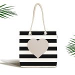 Modern Kalp Desenli Dijital Baskılı Kumaş Plaj Çantası Realhomes