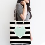 Kalp Desen Dijital Baskılı Kumaş Plaj Çantası Realhomes