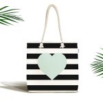 Kalp Desen Dijital Baskılı Kumaş Plaj Çantası Realhomes