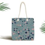 Renkli Zemin Üzerinde Pastel Renkli Puantiye Desenli Dijital Baskılı Kumaş Plaj Çantası Realhomes