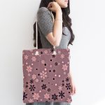 Renkli Zemin Üzerinde Kar tanesi Desenli Dijital Baskılı Kumaş Plaj Çantası Realhomes