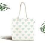 Kalp Desen Dijital Baskılı Kumaş Plaj Çantası Realhomes