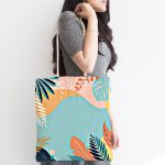 Beyaz Zemin Üzerinde Renkli Deniz Otu Desenli Dijital Baskılı Kumaş Plaj Çantası Realhomes