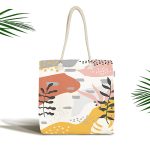 Renkli Zemin Üzerinde Beyaz Puantiye Desenli Dijital Baskılı Kumaş Plaj Çantası Realhomes