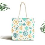 Beyaz Zemin Üzerinde Renkli Geometrik Desenli Dijital Baskılı Kumaş Plaj Çantası Realhomes