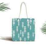 Beyaz Zemin Üzerinde Renkli Geometrik Desenli Dijital Baskılı Kumaş Plaj Çantası Realhomes