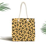 Renkli Zemin Üzerinde Geometrik Desenli Dijital Baskılı Kumaş Plaj Çantası Realhomes