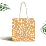 - Canta-8043 - Realhomes Beyaz Zemin Üzerinde Pastel Renkli Geometrik Desenli Dijital Baskılı Kumaş Plaj Çantası Realhomes