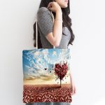 - Canta-808-1 - Realhomes Sonbahar Yaprakları Motifli Dijital Baskılı Kumaş Plaj Çantası Realhomes