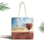 - Canta-808 - Realhomes Sonbahar Yaprakları Motifli Dijital Baskılı Kumaş Plaj Çantası Realhomes