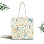 Renkli Zemin Üzerinde Deniz Yıldızı Desenli Dijital Baskılı Kumaş Plaj Çantası Realhomes