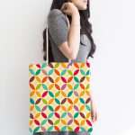 - Canta-809-1 - Realhomes Rengarenk Geometrik Dairesel Motifli Dijital Baskılı Kumaş Plaj Çantası Realhomes