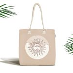 - Canta-8166 - Realhomes  Pastel Zemin Üzerinde Güneş Desenli Dijital Baskılı Kumaş Plaj Çantası Realhomes