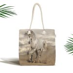 Modern At Desenli Dijital Baskılı Kumaş Plaj Çantası Realhomes