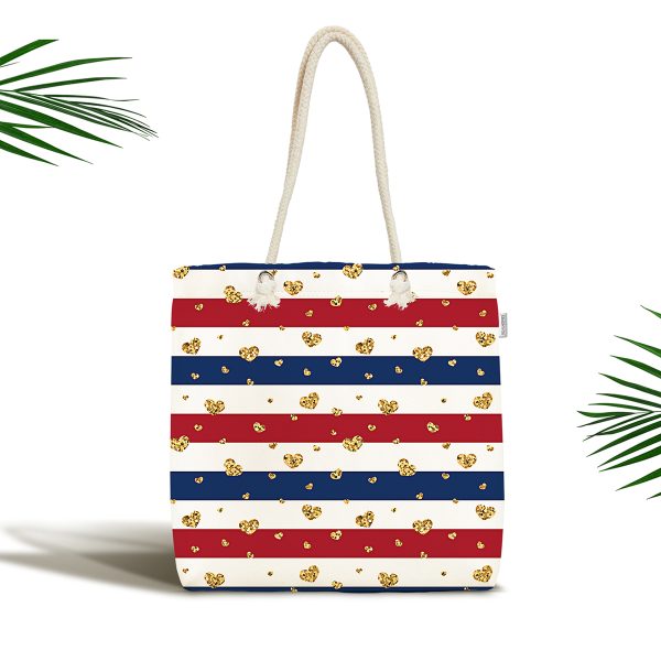 - Canta-8304 - Realhomes  Pastel Zemin Üzerinde Güneş Desenli Dijital Baskılı Kumaş Plaj Çantası Realhomes