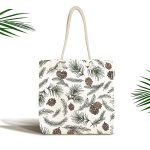 - Canta-8364 - Realhomes Beyaz Zemin Üzerinde Renkli Kozalak Desenli Dijital Baskılı Kumaş Plaj Çantası Realhomes