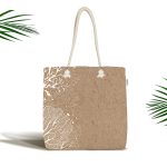 Renkli Zemin Üzerinde Beyaz Yaprak Desenli Dijital Baskılı Kumaş Plaj Çantası Realhomes