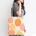 - Canta-843-1 - Realhomes Soyut Çiçek Yaprakları Figürlü Dijital Baskılı Kumaş Plaj Çantası Realhomes