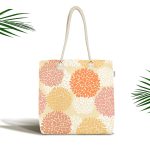 - Canta-843 - Realhomes Soyut Çiçek Yaprakları Figürlü Dijital Baskılı Kumaş Plaj Çantası Realhomes