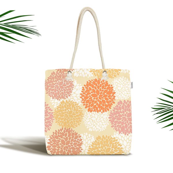 Siyah Zemin Üzerinde Yeşil Yaprak Desenli Dijital Baskılı Kumaş Plaj Çantası Realhomes