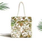 Beyaz Zemin Üzerinde Sonbahar Yaprak Desenli Dijital Baskılı Kumaş Plaj Çantası Realhomes