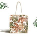 Beyaz Zemin Üzerinde Sonbahar Yaprak Desenli Dijital Baskılı Kumaş Plaj Çantası Realhomes