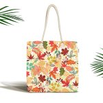 Sonbahar Yaprakları Temalı Dijital Baskılı Kumaş Plaj Çantası Realhomes