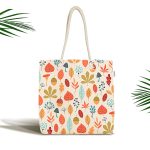 Sonbahar Temalı Yaprak Figürlü Dijital Baskılı Kumaş Plaj Çantası Realhomes