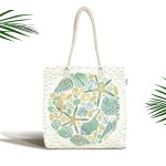 - Canta-8787 - Realhomes Beyaz Zemin Üzerinde Deniz Yıldızı Desenli Dijital Baskılı Kumaş Plaj Çantası Realhomes