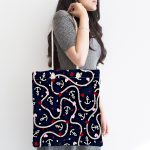 Renkli Zemin Üzerinde Çapa Ve Halat Desenli Dijital Baskılı Kumaş Plaj Çantası Realhomes