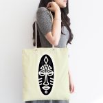 Renkli Zemin Üzerinde Onedraw Çizimli Yerli Silüeti Dijital Baskılı Kumaş Plaj Çantası Realhomes