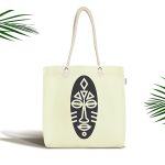 Renkli Zemin Üzerinde Onedraw Çizimli Yerli Silüeti Dijital Baskılı Kumaş Plaj Çantası Realhomes