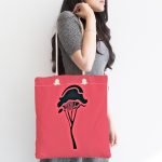 - Canta-8804-1 - Realhomes Renkli Zemin Üzerinde Onedraw Çizimli Ağaç Desenli Dijital Baskılı Kumaş Plaj Çantası Realhomes