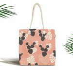 Renkli Zemin Üzerinde Yaprak Desenli Dijital Baskılı Kumaş Plaj Çantası Realhomes