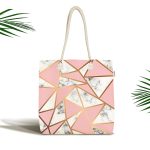Renkli Geometrik Desenli Mermer Motifli Dijital Baskılı Kumaş Plaj Çantası Realhomes