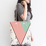 - Canta-8905-1 - Realhomes Renkli Geometrik Desenli Mermer Motifli Dijital Baskılı Kumaş Plaj Çantası Realhomes