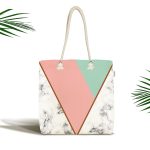 - Canta-8905 - Realhomes Renkli Geometrik Desenli Mermer Motifli Dijital Baskılı Kumaş Plaj Çantası Realhomes