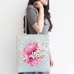 Rengarenk Zeminli Ortanca Çiçek Desenli Dijital Baskılı Kumaş Plaj Çantası Realhomes