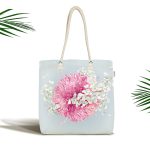 Rengarenk Zeminli Ortanca Çiçek Desenli Dijital Baskılı Kumaş Plaj Çantası Realhomes