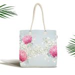 Rengarenk Zeminli Ortanca Çiçek Desenli Dijital Baskılı Kumaş Plaj Çantası Realhomes